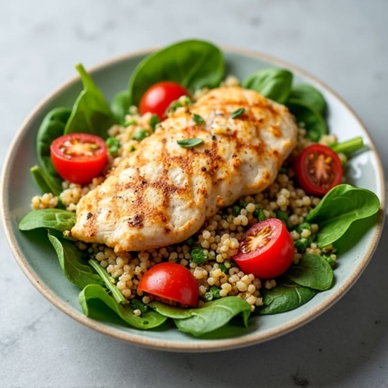 Grilled Chicken and Quinoa Salad with Fresh Spinach