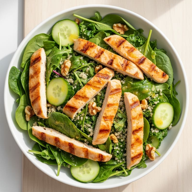 Grilled Chicken and Quinoa Salad with Fresh Greens