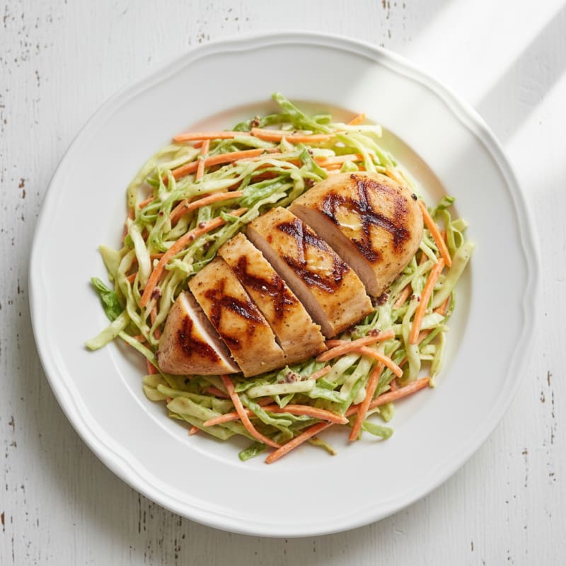 Grilled Chicken Breast with Crunchy Cabbage Slaw