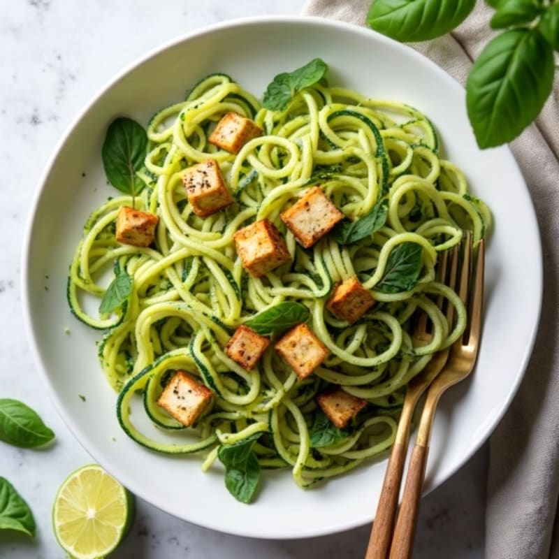 Creamy Cashew Pesto Zucchini Noodles