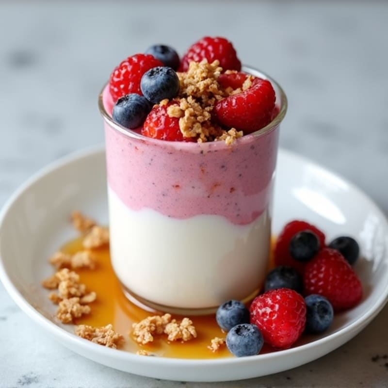 Silky Greek Yogurt Protein Mousse with Almond Butter and Mixed Berries
