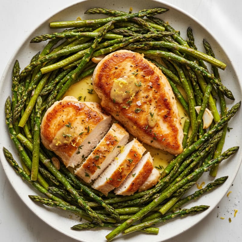 Crispy Lemon-Herb Chicken with Roasted Asparagus
