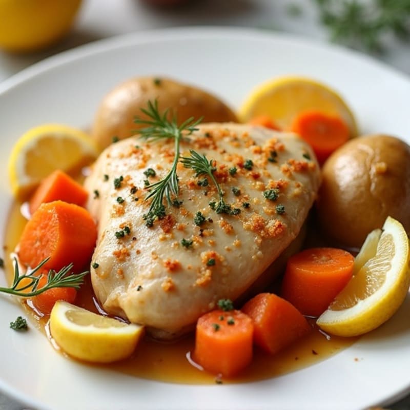Slow Cooker Lemon Herb Chicken with Tender Carrots and Potatoes