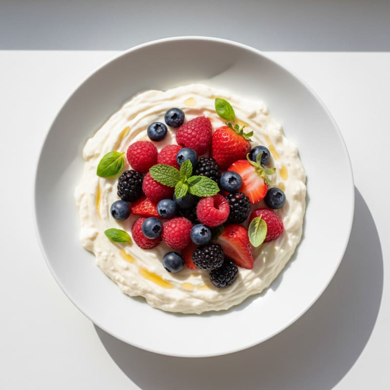 Silky Vanilla Protein Yogurt with Berries