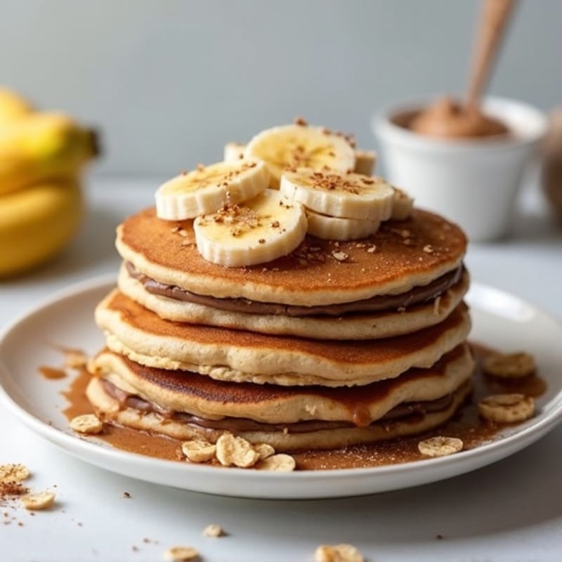 Banana Protein Pancakes with Creamy Chocolate Hazelnut Filling