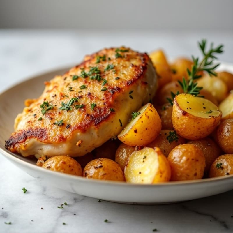 Roasted Chicken with Crispy Garlic Potatoes