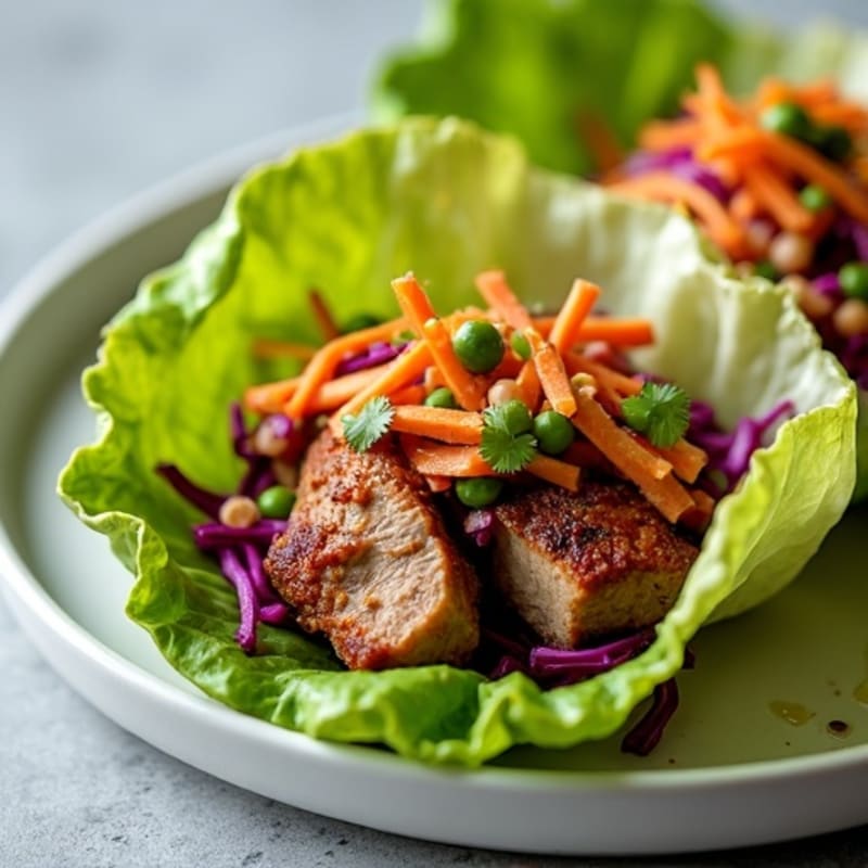 Tender Slow Cooked Pork Lettuce Wraps with Crunchy Slaw