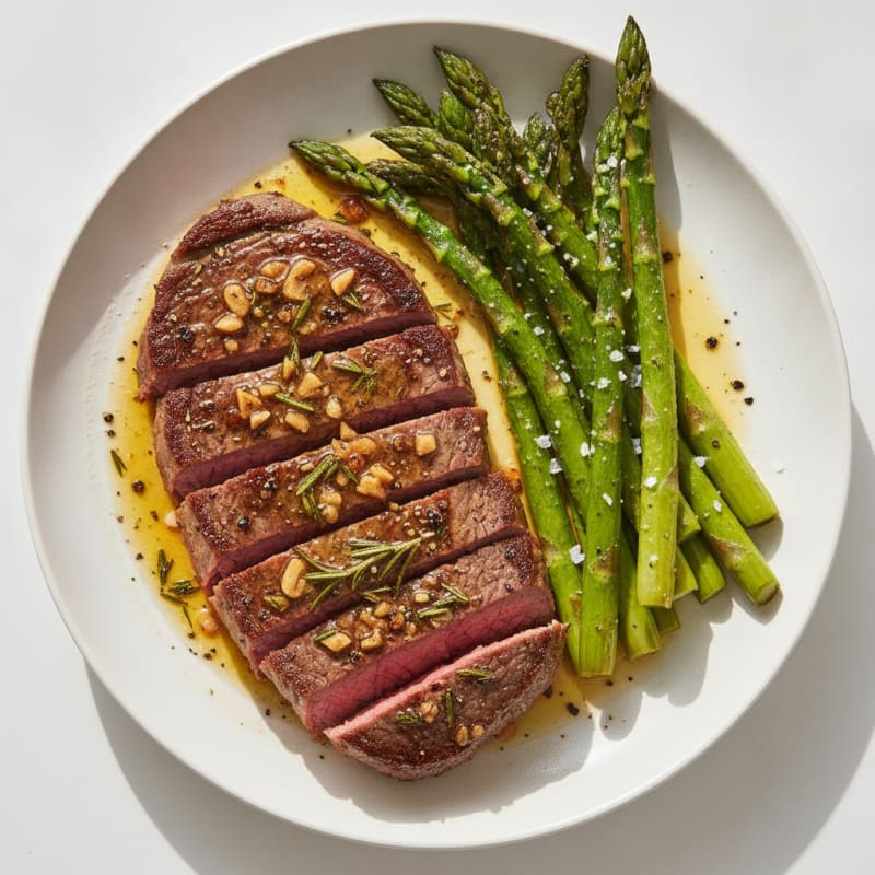 Garlic Herb Butter Steak with Asparagus
