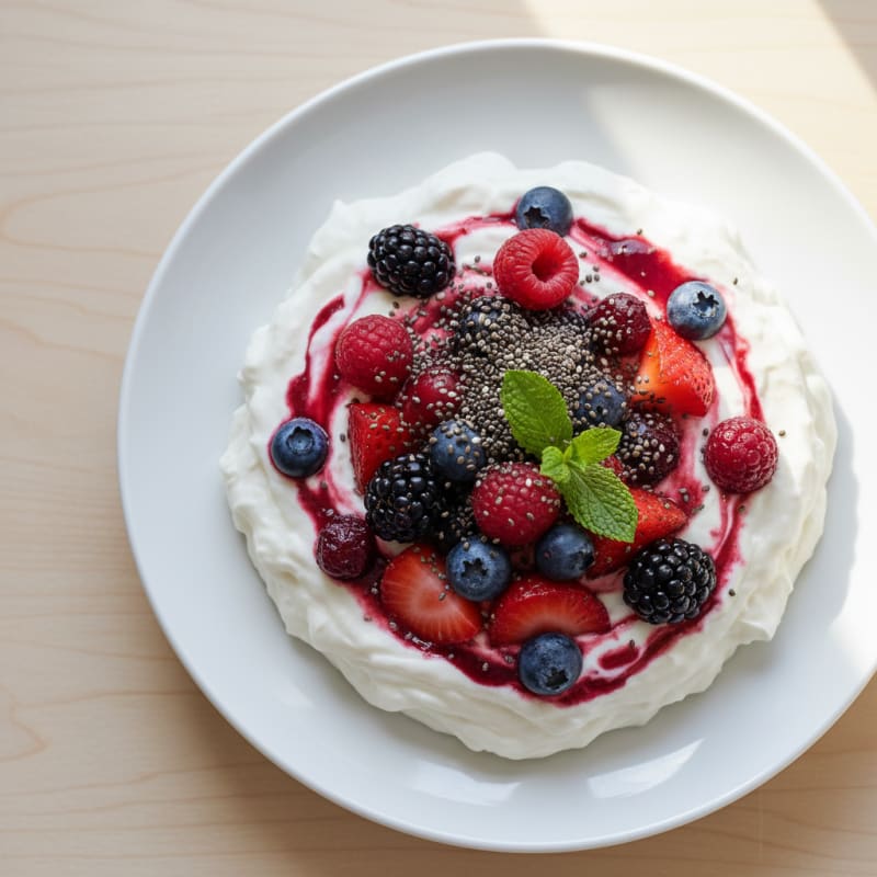 Creamy Greek Yogurt Protein Pudding with Mixed Berries
