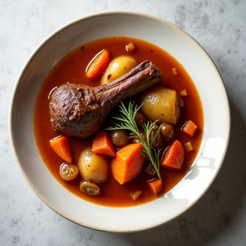 Tender Slow-Cooked Lamb Shank Stew with Hearty Root Vegetables
