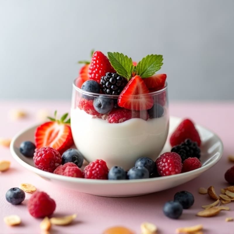 Creamy Greek Yogurt Parfait with Mixed Berries and Almonds