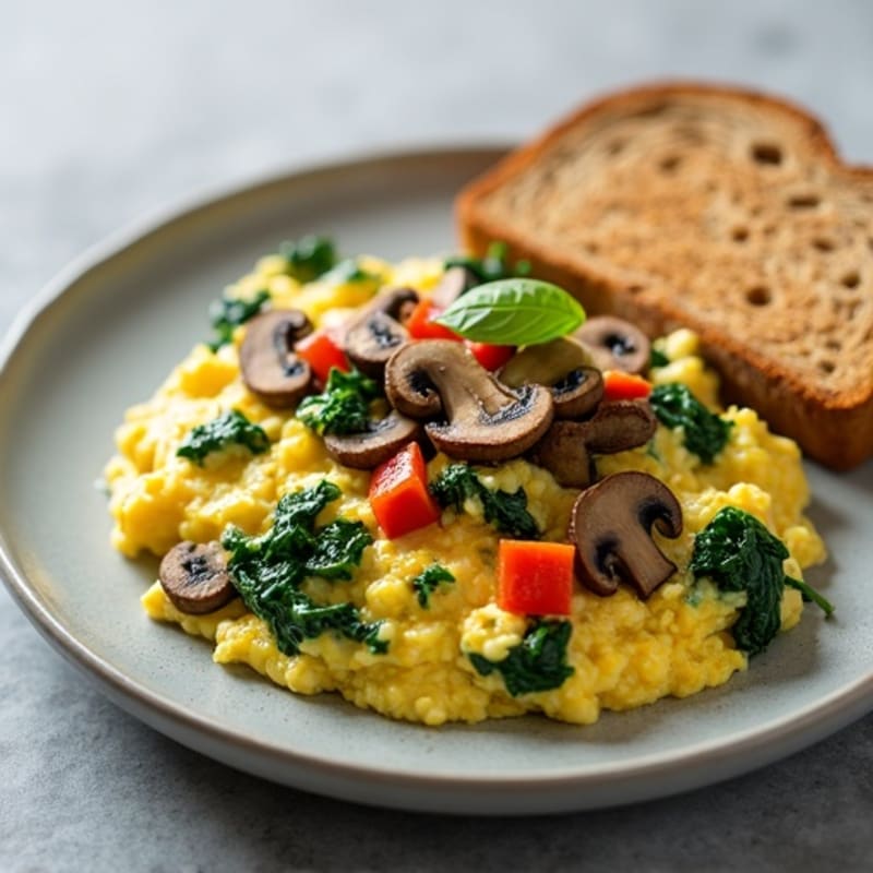 Protein-Packed Spinach and Mushroom Egg White Scramble