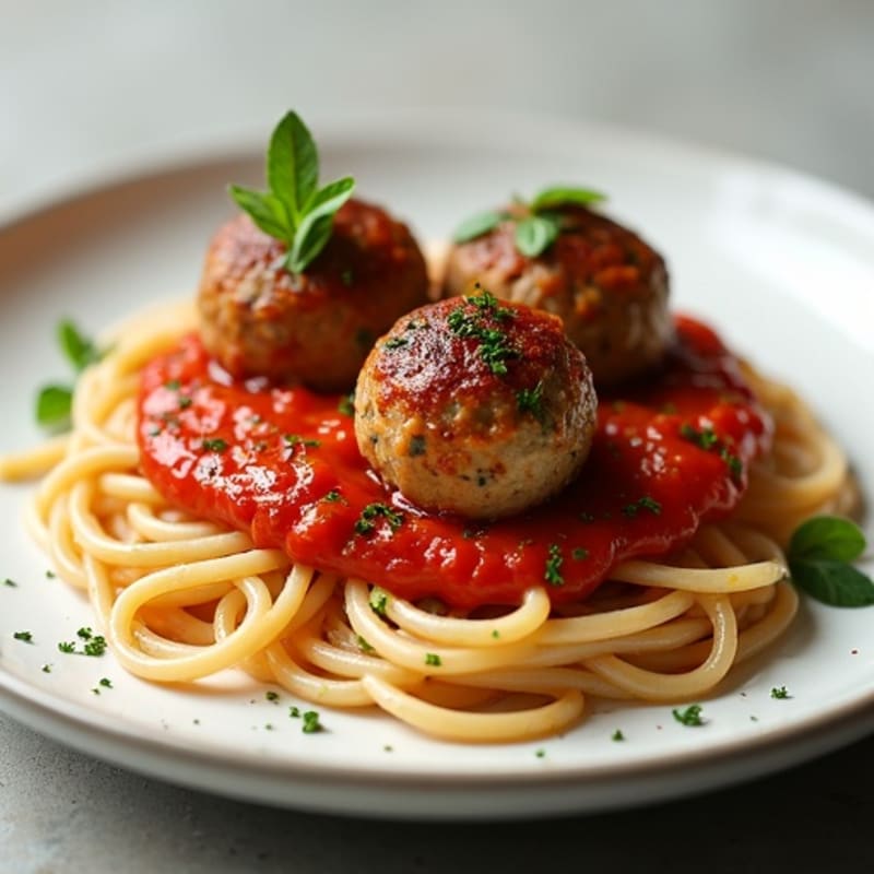 Lean Turkey Meatballs with Whole Wheat Spaghetti and Fresh Herb Marinara