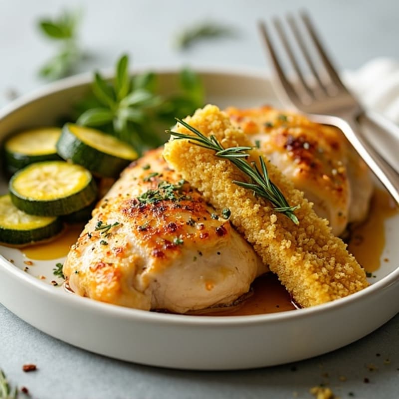 Garlic Herb Roasted Chicken with Crispy Parmesan Zucchini Sticks