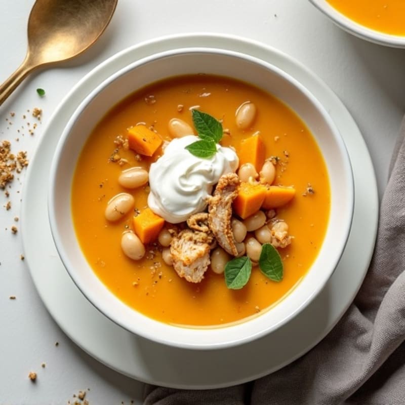 Creamy Roasted Butternut Squash Soup with Chicken
