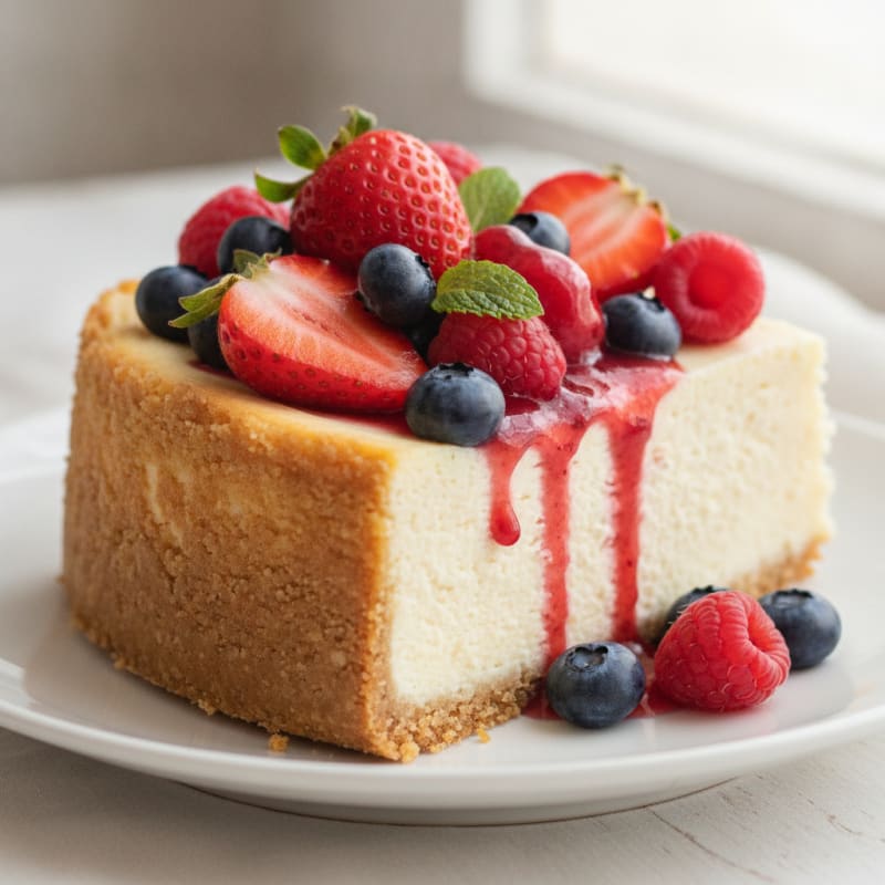 Greek Yogurt Protein Cheesecake with Fresh Berries