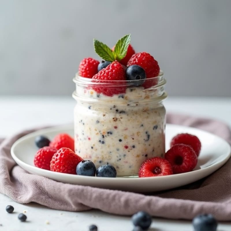 Creamy Cottage Cheese Overnight Oats with Chia and Berries