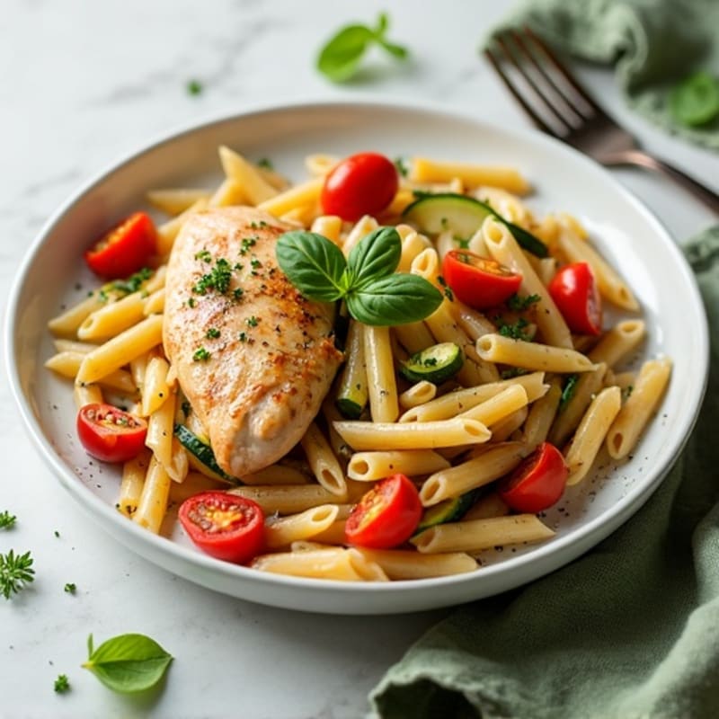 Lemon Herb Chicken Pasta with Roasted Vegetables