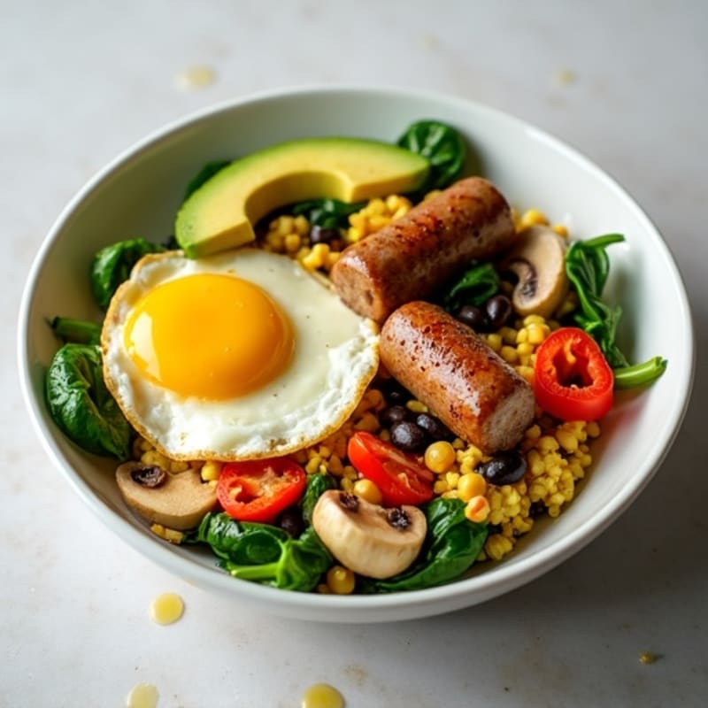 Egg White Veggie Scramble with Turkey Sausage