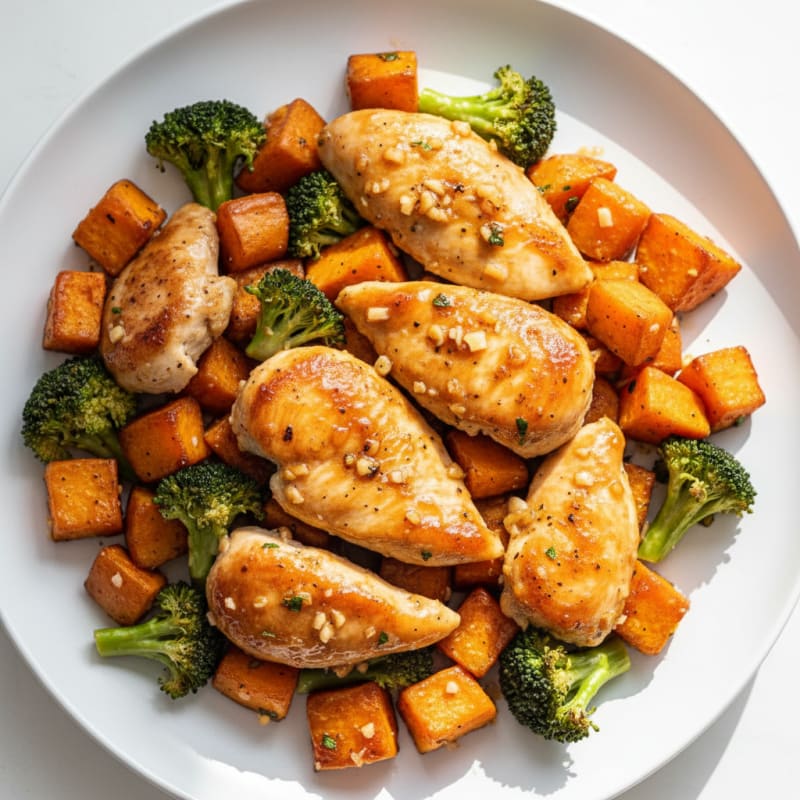 Sheet Pan Honey-Garlic Chicken and Sweet Potatoes