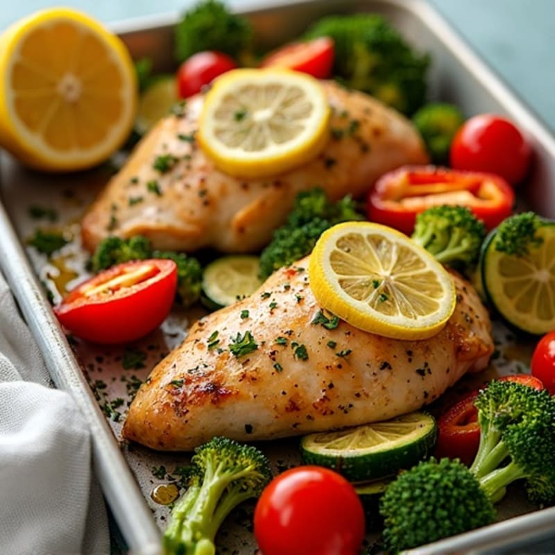 Sheet Pan Lemon Herb Roasted Chicken and Crispy Vegetables