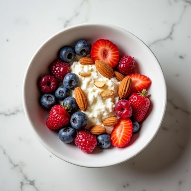 Cottage Cheese Berry Bowl with Almonds