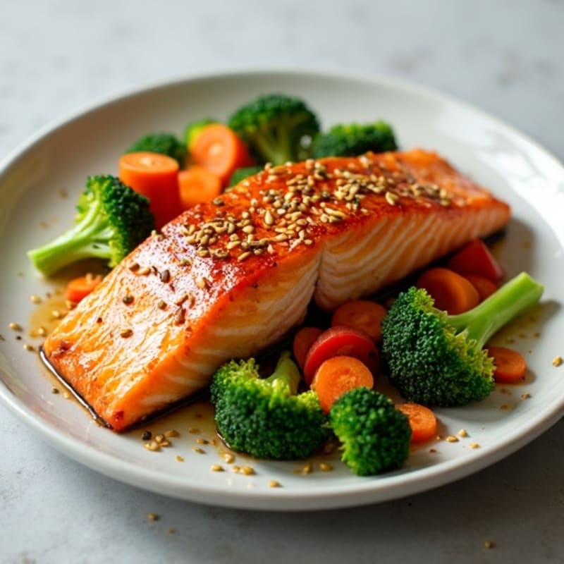 Honey-Ginger Glazed Salmon with Sesame Vegetables