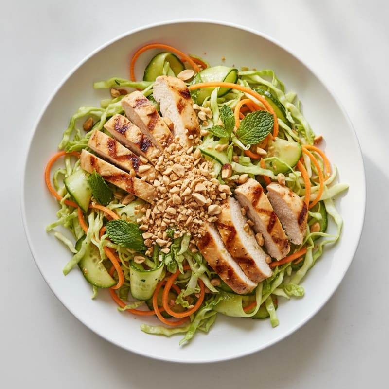 Grilled Chicken and Crunchy Vegetable Salad with Lime Dressing