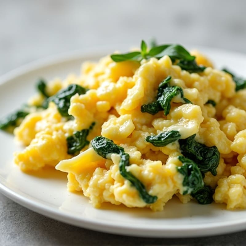 Scrambled Eggs with Cottage Cheese and Spinach
