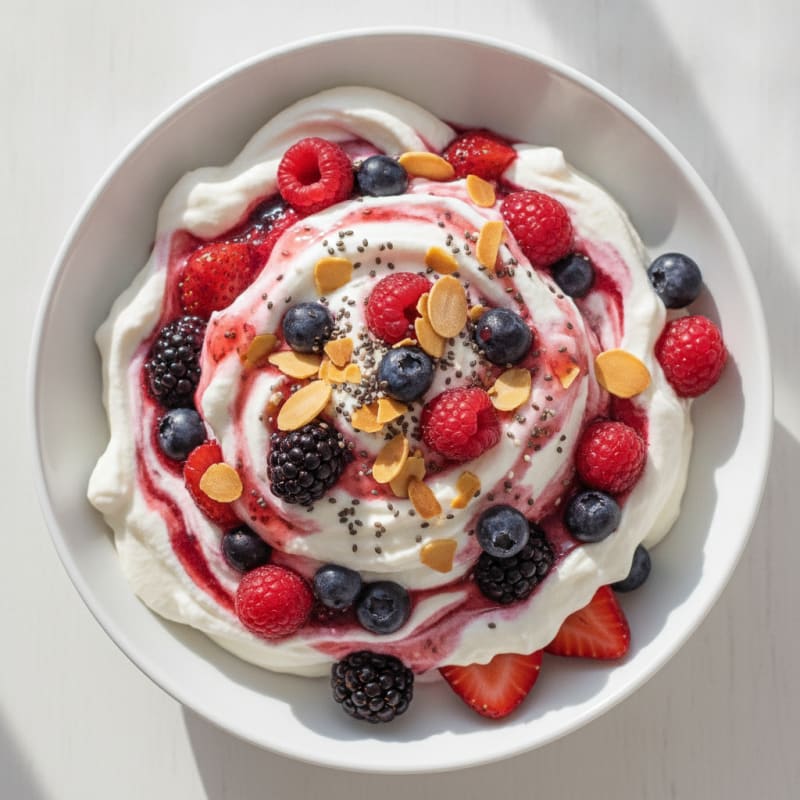 Greek Yogurt Protein Mousse with Mixed Berries