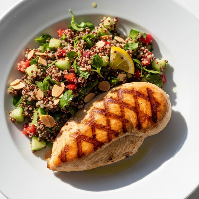 Grilled Chicken Breast with Crunchy Quinoa Salad