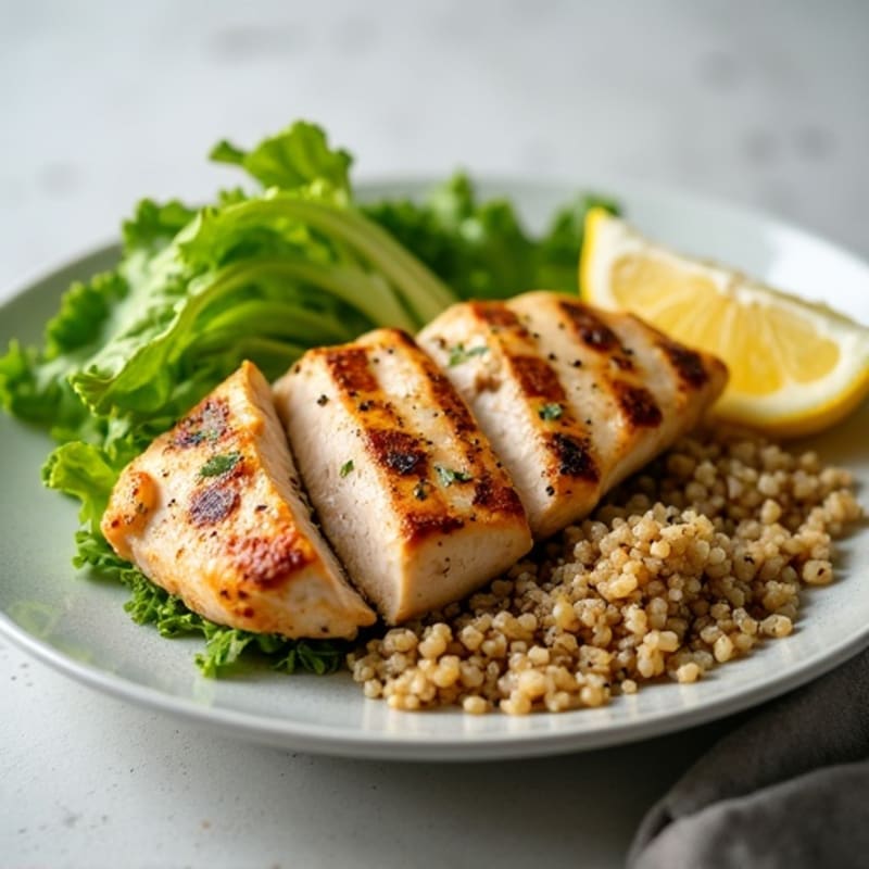 Grilled Chicken Breast with Crisp Romaine and Quinoa Salad