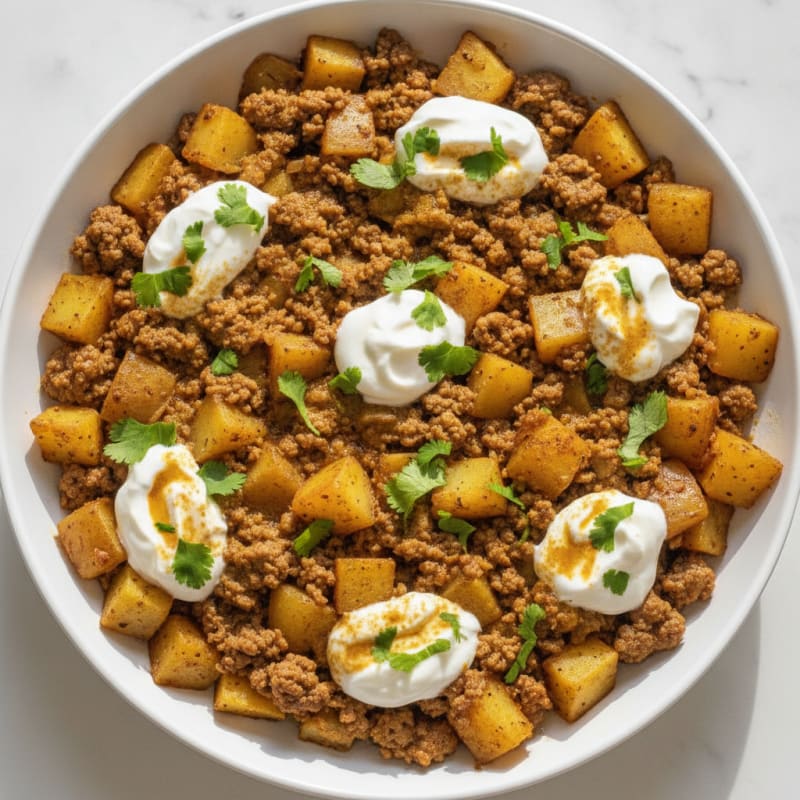 Curried Ground Beef and Potatoes Skillet