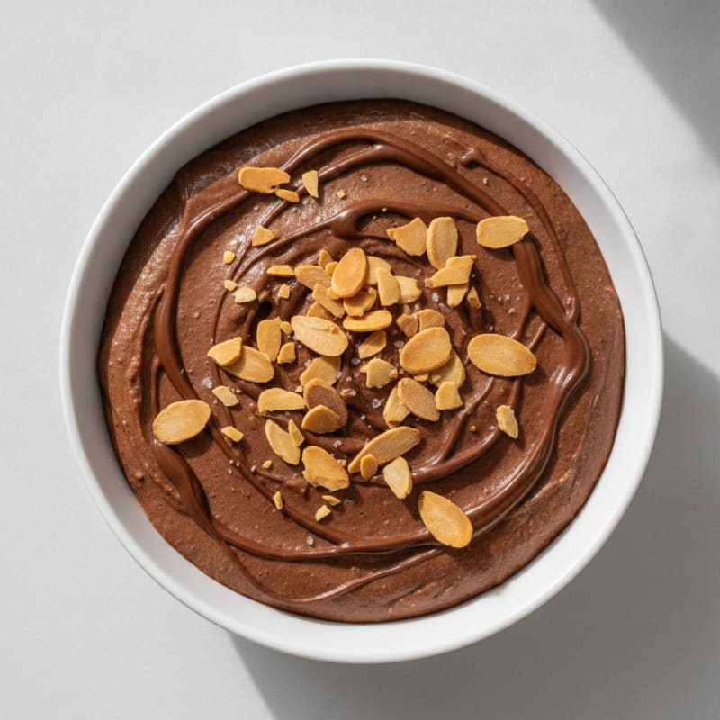 Silky Cottage Cheese Chocolate Mousse with Toasted Almonds