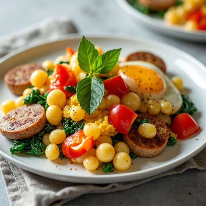 Lean Chicken Sausage and Fresh Veggie Scramble