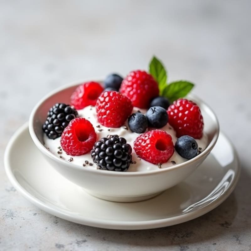 Silky Greek Yogurt with Mixed Berries and Chia Seeds