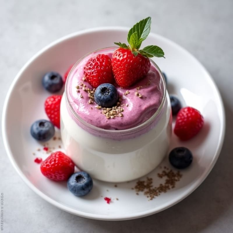 Silky Greek Yogurt Protein Mousse with Mixed Berries