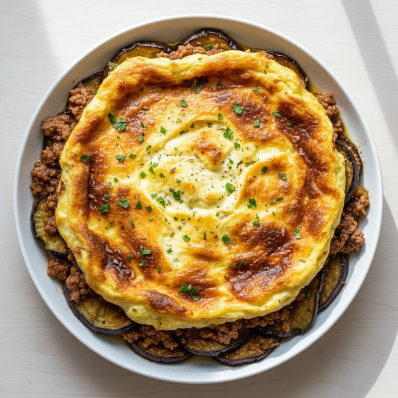 Baked Lamb Moussaka with Eggplant