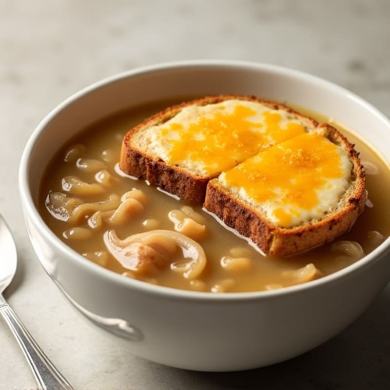 Wholesome Caramelized Onion Soup with Crispy Cheesy Toast