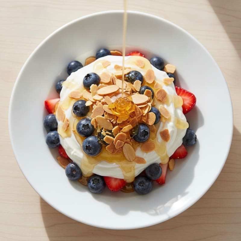 Creamy Greek Yogurt Parfait with Mixed Berries and Almonds