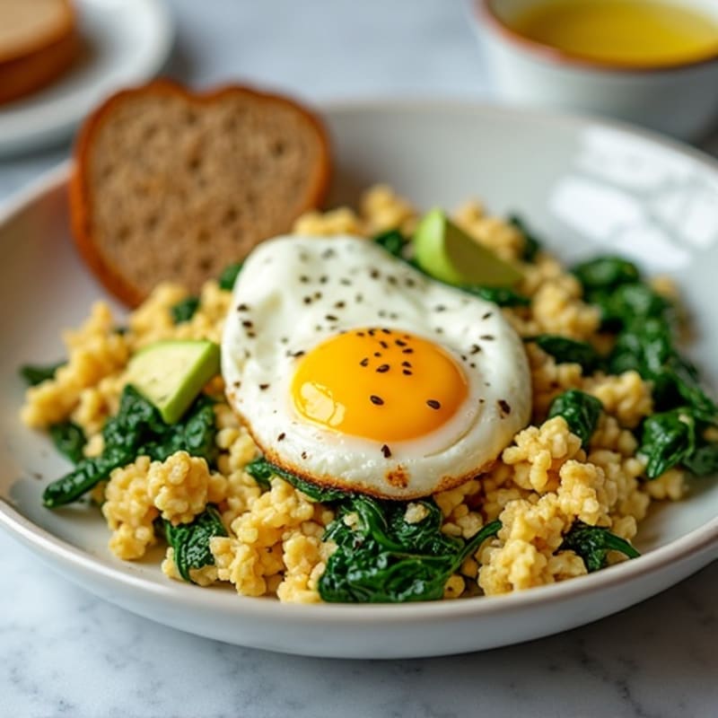 Egg White and Turkey Spinach Scramble with Cottage Cheese