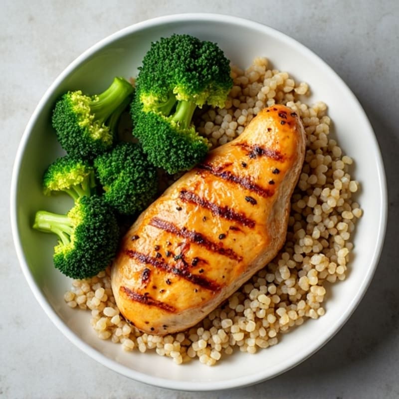 Grilled Chicken Breast with Quinoa and Steamed Broccoli