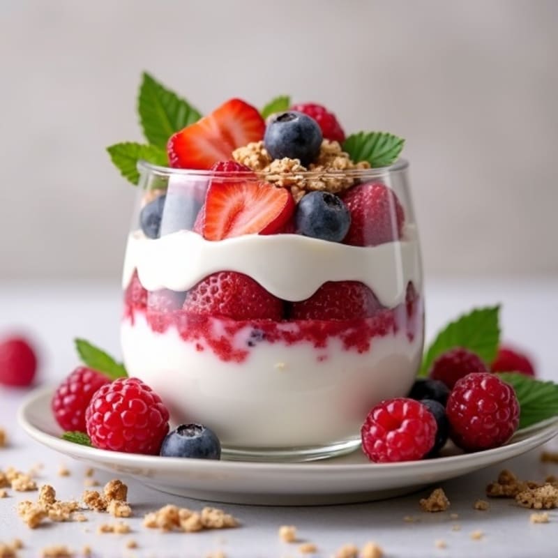 Greek Yogurt Protein Parfait with Mixed Berries