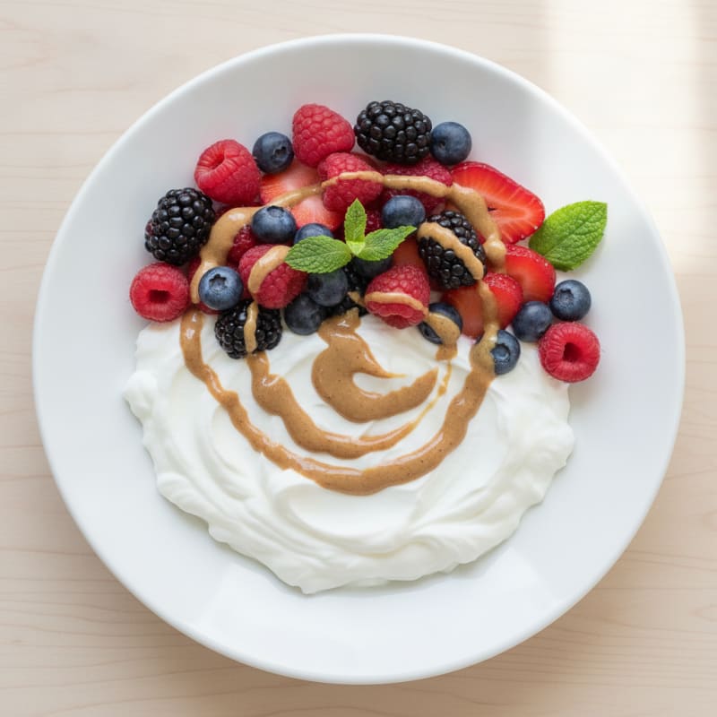 Silky Greek Yogurt Protein Pudding with Mixed Berries