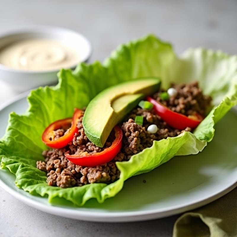 Lean Ground Beef Lettuce Wraps with Creamy Special Sauce