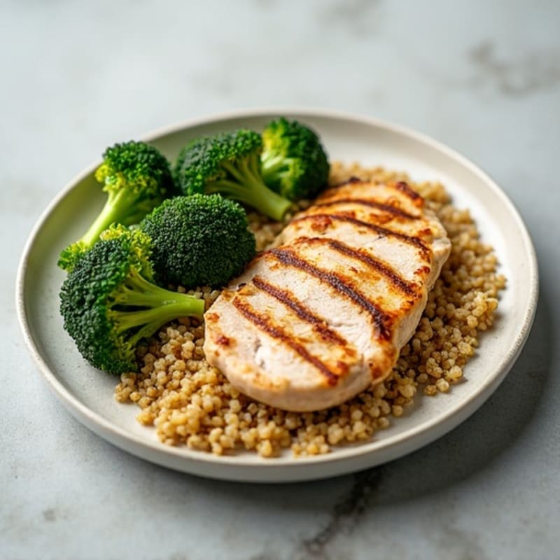 Grilled Turkey Breast with Quinoa and Roasted Broccoli
