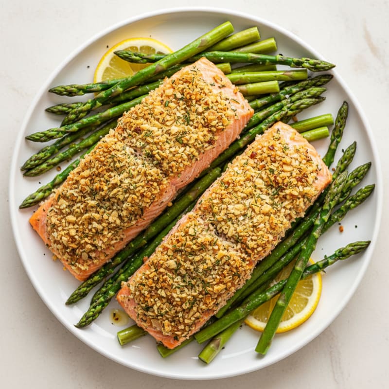 Herb-Crusted Salmon with Roasted Asparagus