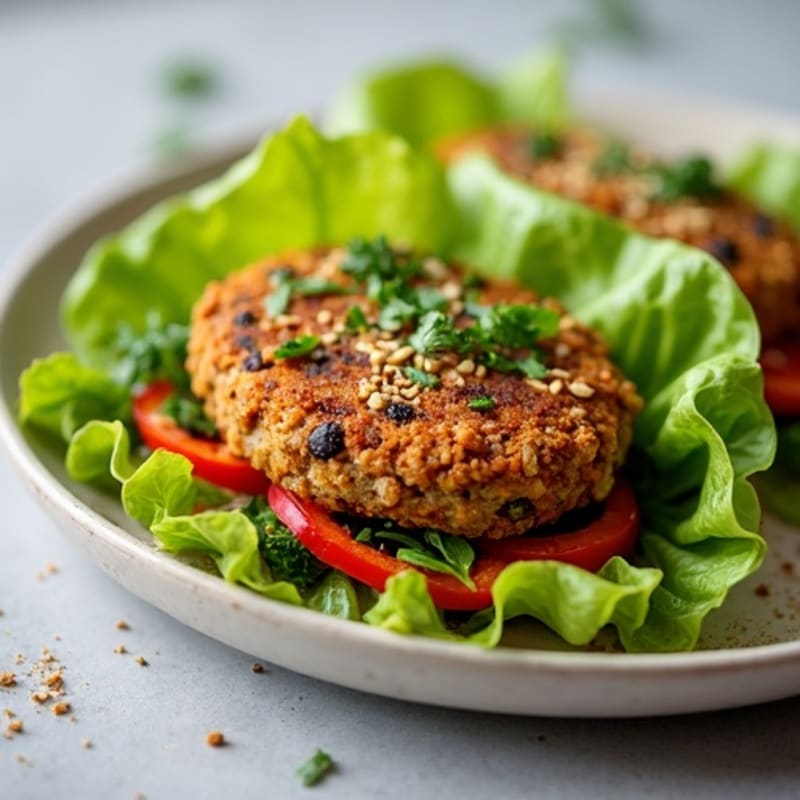 Crispy Black Bean Veggie Burger Lettuce Wraps