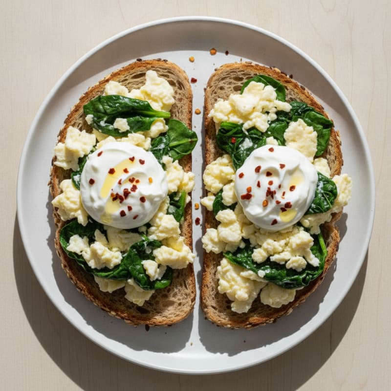 Egg White Spinach Toast with Greek Yogurt