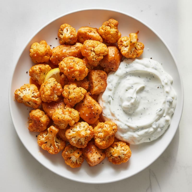 Buffalo Cauliflower Bites with Ranch Dip